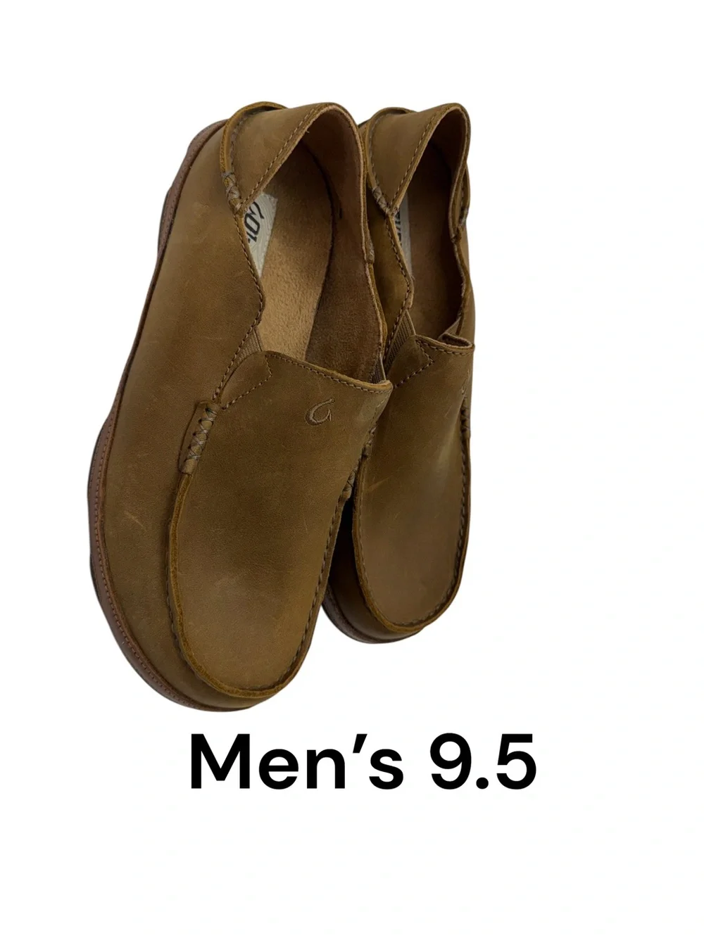 OluKai Men’s Chestnut Brown Leather Slip-On Loafers
